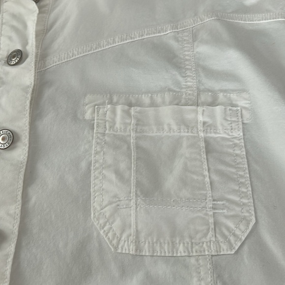American Eagle White Poplin Button Down Cap Sleeves Utility Mini Dress Size XL - Picture 13 of 17